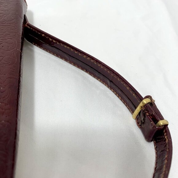 PITTI Italian Mid Century Blood Red Gilt Embossed Leather Clutch Wallet Gorgeous - Picture 5 of 16